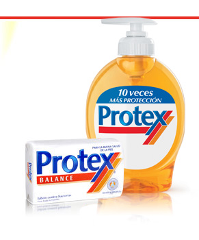 Jabón Protex Balance. Recomendado para uso diario de toda la familia. Ofrece una prolongada protección contra bacterias para proteger la buena salud de tu piel y la de tu familia.